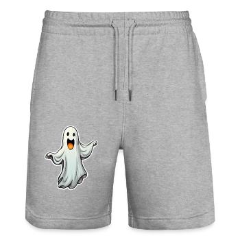 Halloween Ghost - Stanley/Stella Trainer Unisex Organic Jogging Shorts - heather grey - Front - Nik (191cm) & Marisol (170cm)