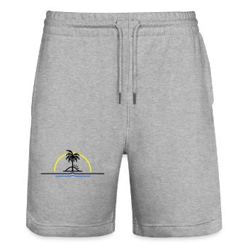 Palm trees symbol island summer - Stanley/Stella Trainer Unisex Organic Jogging Shorts - heather grey - Front - Nik (191cm) & Marisol (170cm)