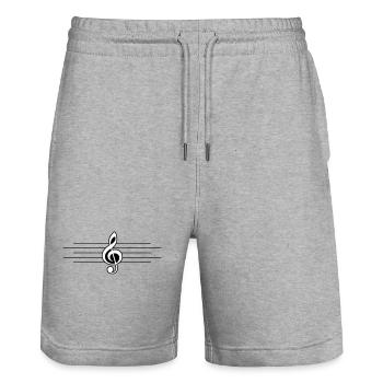Clef Music - Stanley/Stella Trainer Unisex Organic Jogging Shorts - heather grey - Front - Nik (191cm) & Marisol (170cm)