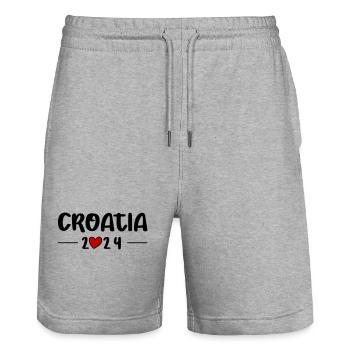 Croatie 2024 Heart Trip - Short de jogging bio TRAINER Stanley/Stella unisexe - gris chiné - Devant - Nik (191cm) & Marisol (170cm)