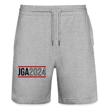 Bachelor Party 2024 Bachelor Party Party Team - Stanley/Stella Trainer Unisex Organic Jogging Shorts - heather grey - Front - Nik (191cm) & Marisol (170cm)