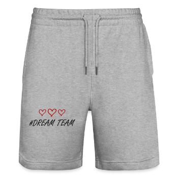 Dream Team Heart Love - Short de jogging bio TRAINER Stanley/Stella unisexe - gris chiné - Devant - Nik (191cm) & Marisol (170cm)