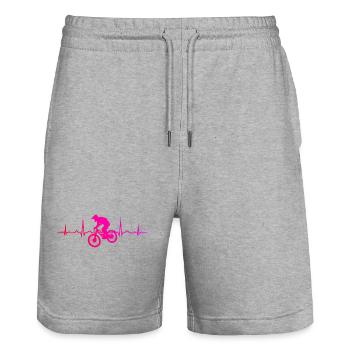 Radfahrer Radfahren Herren MTB Mountainbiker - Stanley/Stella Unisex Bio Joggingshorts Trainer  - Grau meliert - Vorne - Nik (191cm) & Marisol (170cm)