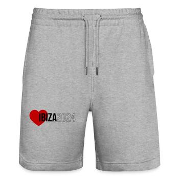 Ibiza 2024 Heart Holidays - Stanley/Stella Trainer Unisex Organic Jogging Shorts - heather grey - Front - Nik (191cm) & Marisol (170cm)