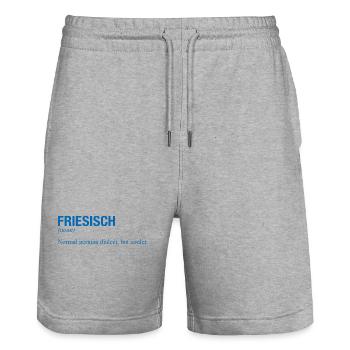 FRISIAN - Stanley/Stella Trainer Unisex Organic Jogging Shorts - heather grey - Front - Nik (191cm) & Marisol (170cm)