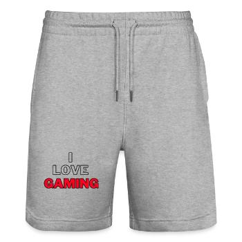 I Love Gaming - Jeux vidéo Gamer Gaming - Short de jogging bio TRAINER Stanley/Stella unisexe - gris chiné - Devant - Nik (191cm) & Marisol (170cm)