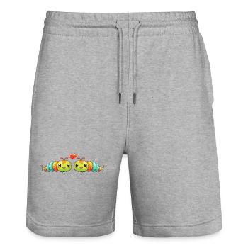 Ver Couple Amoureux Animal Saint Valentin - Short de jogging bio TRAINER Stanley/Stella unisexe - gris chiné - Devant - Nik (191cm) & Marisol (170cm)