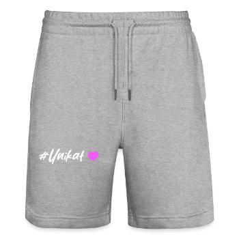 Unikat Herz - Stanley/Stella Unisex Bio Joggingshorts Trainer  - Grau meliert - Vorne - Nik (191cm) & Marisol (170cm)