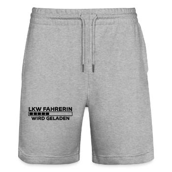 LKW Fahrerin Spruch Fun Lastwagenfahrerin Geschenk - Stanley/Stella Unisex Bio Joggingshorts Trainer  - Grau meliert - Vorne - Nik (191cm) & Marisol (170cm)