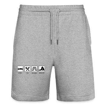 Jiu-Jitsu Brésilien BJJ - Short de jogging bio TRAINER Stanley/Stella unisexe - gris chiné - Devant - Nik (191cm) & Marisol (170cm)