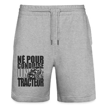 Né pour conduire un tracteur - Humour agriculteur - Short de jogging bio TRAINER Stanley/Stella unisexe - gris chiné - Devant - Nik (191cm) & Marisol (170cm)