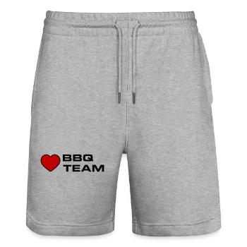 BBQ Grill Team Heart - Stanley/Stella Trainer Unisex Organic Jogging Shorts - heather grey - Front - Nik (191cm) & Marisol (170cm)