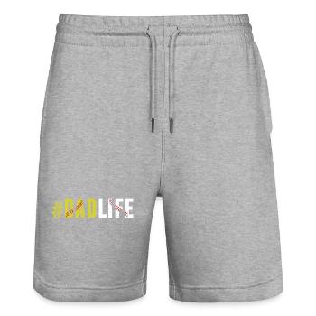 Papa Leben Softball Papa Baseball Sport Liebhaber - Stanley/Stella Unisex Bio Joggingshorts Trainer  - Grau meliert - Vorne - Nik (191cm) & Marisol (170cm)