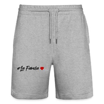 La Familia Heart - Short de jogging bio TRAINER Stanley/Stella unisexe - gris chiné - Devant - Nik (191cm) & Marisol (170cm)