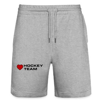 Hockey Team Heart - Stanley/Stella Trainer Unisex Organic Jogging Shorts - heather grey - Front - Nik (191cm) & Marisol (170cm)