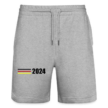 2024 Deutschland Fahne - Stanley/Stella Unisex Bio Joggingshorts Trainer  - Grau meliert - Vorne - Nik (191cm) & Marisol (170cm)