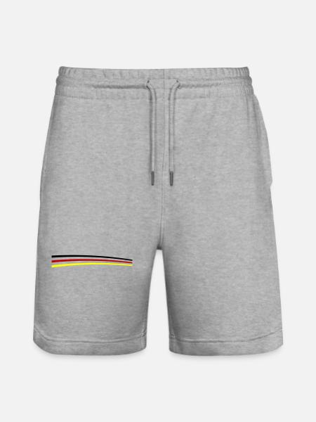 Deutschland Fahne Linie - Stanley/Stella Unisex Bio Joggingshorts Trainer - Grau meliert