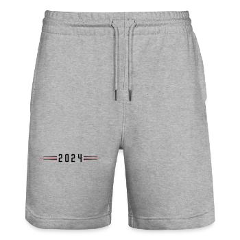 2024 Symbol - Stanley/Stella Trainer Unisex Organic Jogging Shorts - heather grey - Front - Nik (191cm) & Marisol (170cm)