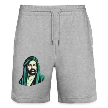 Expressive: Hz. Ali Design - Stanley/Stella Trainer Unisex Organic Jogging Shorts - heather grey - Front - Nik (191cm) & Marisol (170cm)