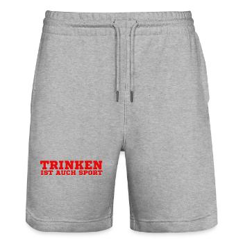 Trinken ist auch Sport - Stanley/Stella Unisex Bio Joggingshorts Trainer  - Grau meliert - Vorne - Nik (191cm) & Marisol (170cm)