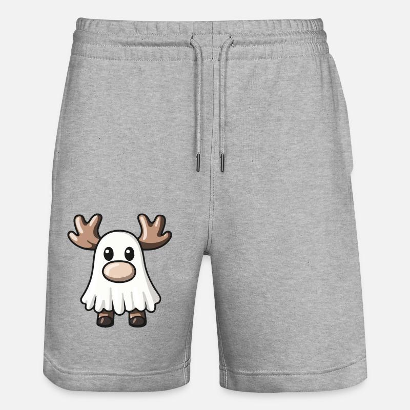 Elch Halloween Comic Geist - Stanley/Stella Unisex Bio Joggingshorts Trainer  - Grau meliert