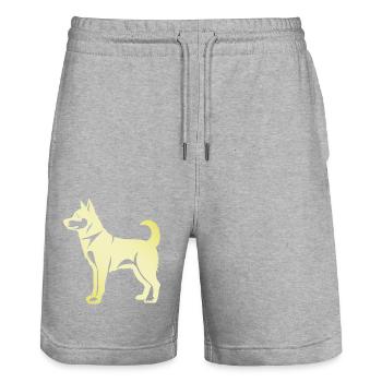 Silhouette de chien husky - Short de jogging bio TRAINER Stanley/Stella unisexe - gris chiné - Devant - Nik (191cm) & Marisol (170cm)