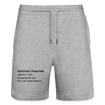 Optimiste pessimiste Graphique - Short de jogging bio TRAINER Stanley/Stella unisexe - gris chiné - Devant - Nik (191cm) & Marisol (170cm)