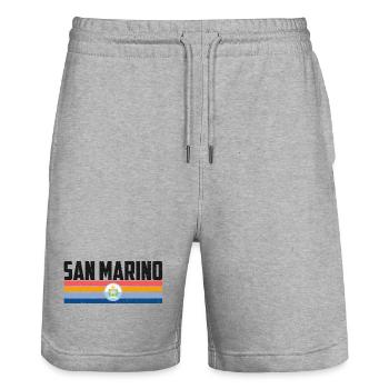 San Marino Flag Graphic - Stanley/Stella Trainer Unisex Organic Jogging Shorts - heather grey - Front - Nik (191cm) & Marisol (170cm)