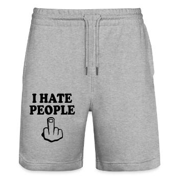 I hate people - Stanley/Stella Unisex Bio Joggingshorts Trainer  - Grau meliert - Vorne - Nik (191cm) & Marisol (170cm)