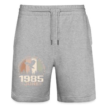 Incomparable depuis juin 1985, 39e Anniversaire - Short de jogging bio TRAINER Stanley/Stella unisexe - gris chiné - Devant - Nik (191cm) & Marisol (170cm)