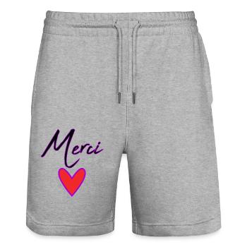 MERCI. MAÎTRESSE. MAÎTRE. MERCI MAÎTRESSE - Short de jogging bio TRAINER Stanley/Stella unisexe - gris chiné - Devant - Nik (191cm) & Marisol (170cm)