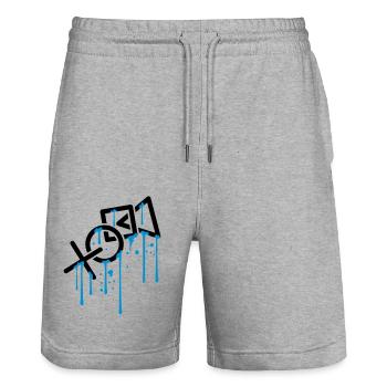 nass tropfen graffiti controller kontur cool X vie - Stanley/Stella Unisex Bio Joggingshorts Trainer  - Grau meliert - Vorne - Nik (191cm) & Marisol (170cm)