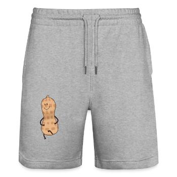 Little Funny Peanut Fantasy Happy Xmas Nut - Stanley/Stella Trainer Unisex Organic Jogging Shorts - heather grey - Front - Nik (191cm) & Marisol (170cm)
