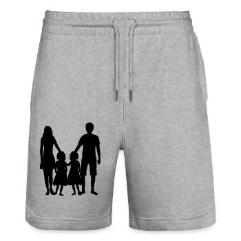 familie zwillinge schwestern mutter mama mom mutte - Stanley/Stella Unisex Bio Joggingshorts Trainer  - Grau meliert - Vorne - Nik (191cm) & Marisol (170cm)