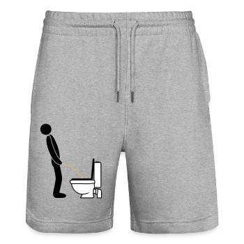 WC logo standing pee piss toilet toilet alder - Stanley/Stella Trainer Unisex Organic Jogging Shorts - heather grey - Front - Nik (191cm) & Marisol (170cm)