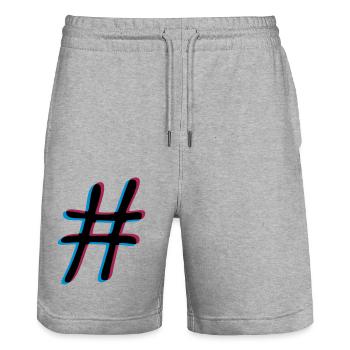 Hashtag effet 3D - Short de jogging bio TRAINER Stanley/Stella unisexe - gris chiné - Devant - Nik (191cm) & Marisol (170cm)