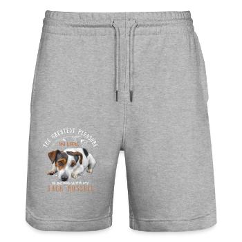 Sweet Jack Russell saying - Stanley/Stella Trainer Unisex Organic Jogging Shorts - heather grey - Front - Nik (191cm) & Marisol (170cm)