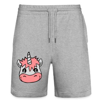 Licorne au visage mignon - Short de jogging bio TRAINER Stanley/Stella unisexe - gris chiné - Devant - Nik (191cm) & Marisol (170cm)