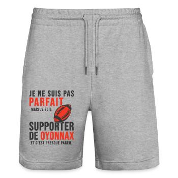 supporter rugby stade Oyonnax club Humour rugby - Short de jogging bio TRAINER Stanley/Stella unisexe - gris chiné - Devant - Nik (191cm) & Marisol (170cm)