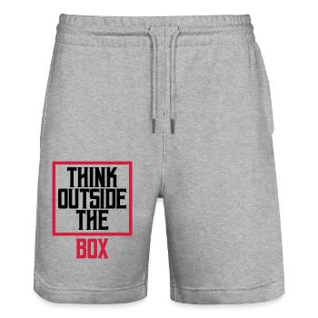Logo Think outside - Stanley/Stella Trainer Unisex Organic Jogging Shorts - heather grey - Front - Nik (191cm) & Marisol (170cm)