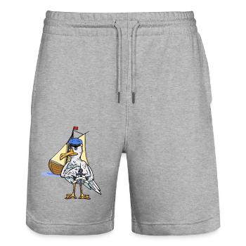 Seafarer Seaman Maritime Captain Ahoy - Stanley/Stella Trainer Unisex Organic Jogging Shorts - heather grey - Front - Nik (191cm) & Marisol (170cm)