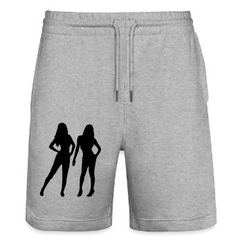 2 Sexy Women - Stanley/Stella Trainer Unisex Organic Jogging Shorts - heather grey - Front - Nik (191cm) & Marisol (170cm)