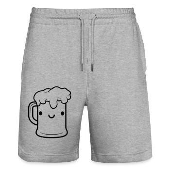 Bière douce Face Maßkrug - Short de jogging bio TRAINER Stanley/Stella unisexe - gris chiné - Devant - Nik (191cm) & Marisol (170cm)