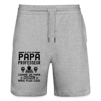 Papa professeur - Short de jogging bio TRAINER Stanley/Stella unisexe - gris chiné - Devant - Nik (191cm) & Marisol (170cm)