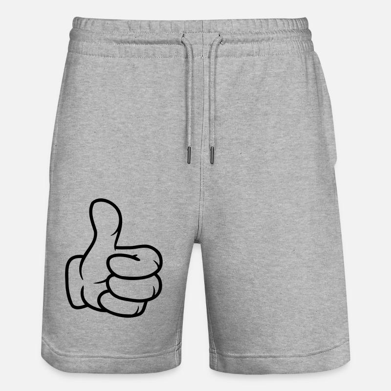 Daumen hoch Comic Hand - Stanley/Stella Unisex Bio Joggingshorts Trainer - Grau meliert