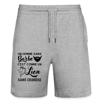 homme sans barbe est comme un lion sans crinière - Short de jogging bio TRAINER Stanley/Stella unisexe - gris chiné - Devant - Nik (191cm) & Marisol (170cm)