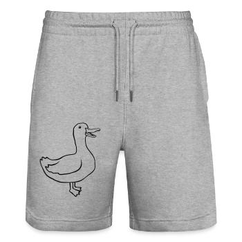 Design süße glückliche Gans - Stanley/Stella Unisex Bio Joggingshorts Trainer  - Grau meliert - Vorne - Nik (191cm) & Marisol (170cm)