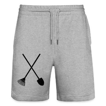 Pelle et râteau - Short de jogging bio TRAINER Stanley/Stella unisexe - gris chiné - Devant - Nik (191cm) & Marisol (170cm)