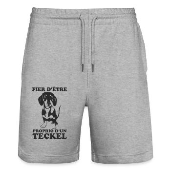 Teckel 2 - Short de jogging bio TRAINER Stanley/Stella unisexe - gris chiné - Devant - Nik (191cm) & Marisol (170cm)
