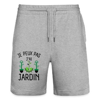 JARDIN JARDINAGE 2 - Short de jogging bio TRAINER Stanley/Stella unisexe - gris chiné - Devant - Nik (191cm) & Marisol (170cm)